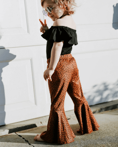 Lina Pleated Bell Bottoms- Rust & Black Floral
