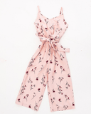 Pink Floral Waist Jumpsuit